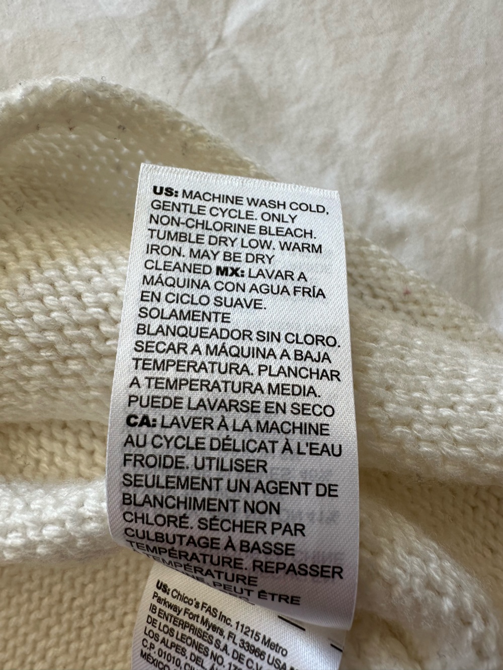 Chico's Cream & Tan Bell-Sleeve Crew Sweater, size medium (1) - Picture 13 of 14